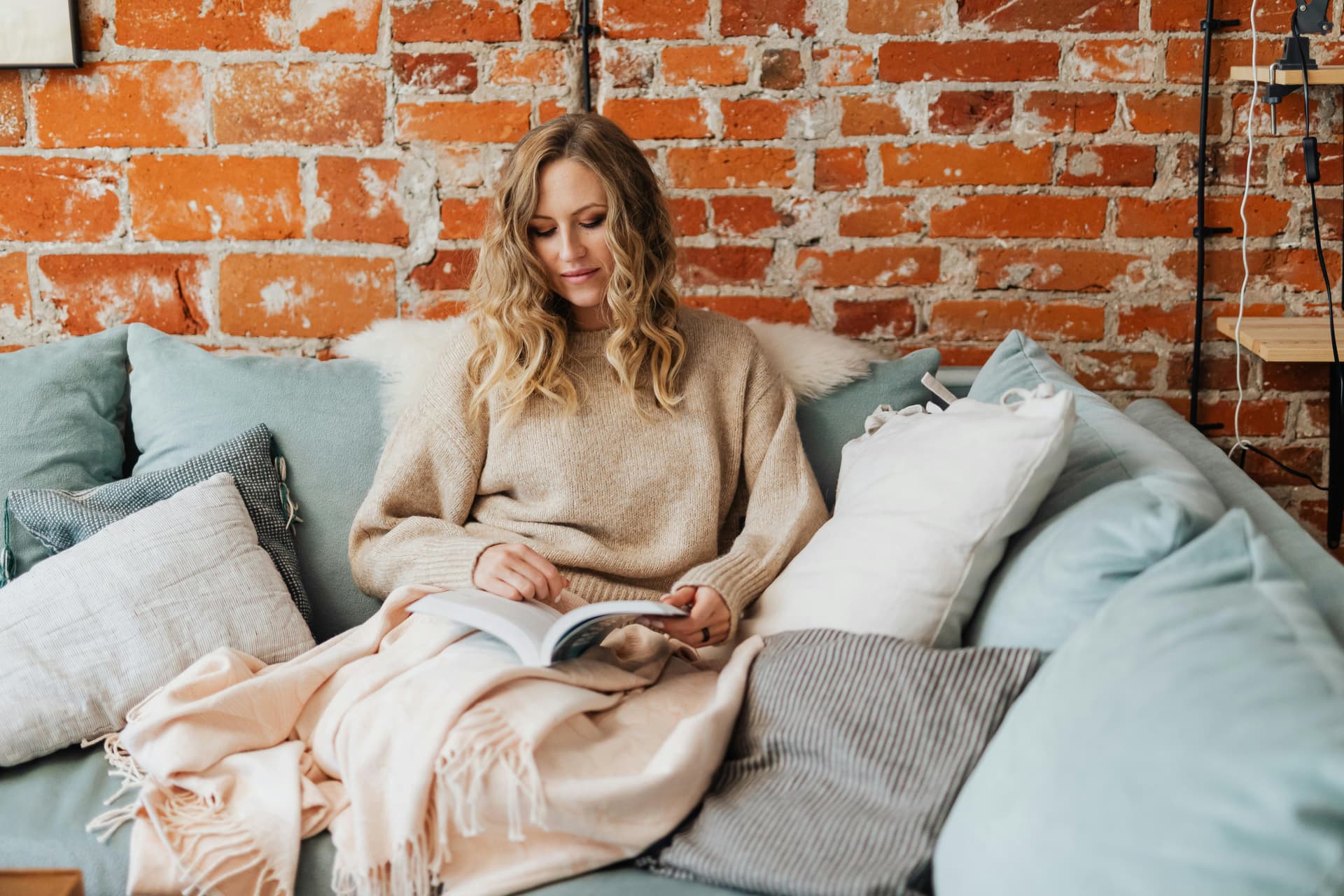 Wool blanket styled in a warm interior